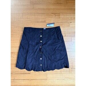 NWT CHELSEA & THEODORE M Black Stretch Faux Suede Snap Front Skirt MSRP $78!